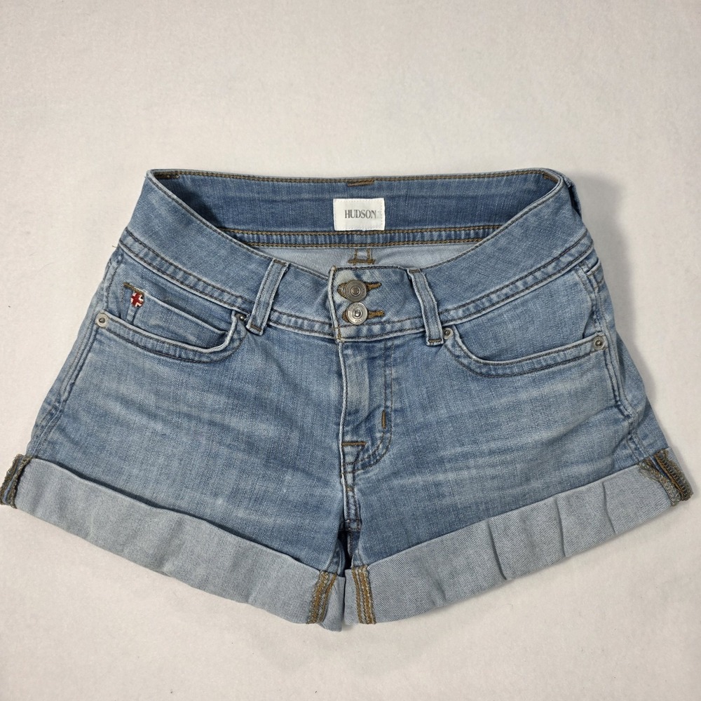 Hudson Women's Ruby Mid-thigh Jean Shorts Light Wash Size 24
